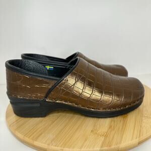 Bjork Professional Eva Clogs Croc Embossed Metallic Leather Womens Size EU 40